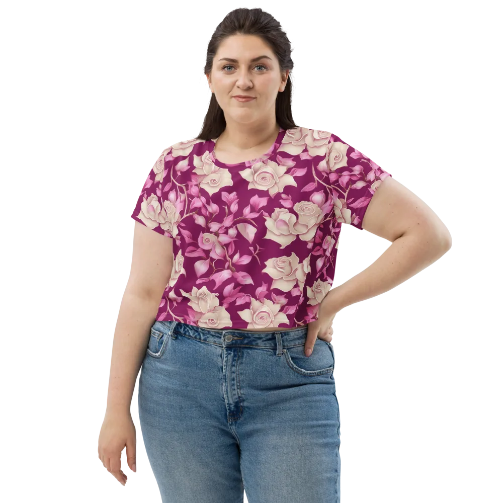 Velvet Rose Rhapsody on Crop Tee — Front