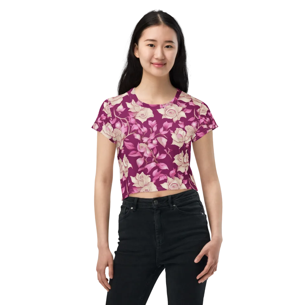 Velvet Rose Rhapsody on Crop Tee — Front