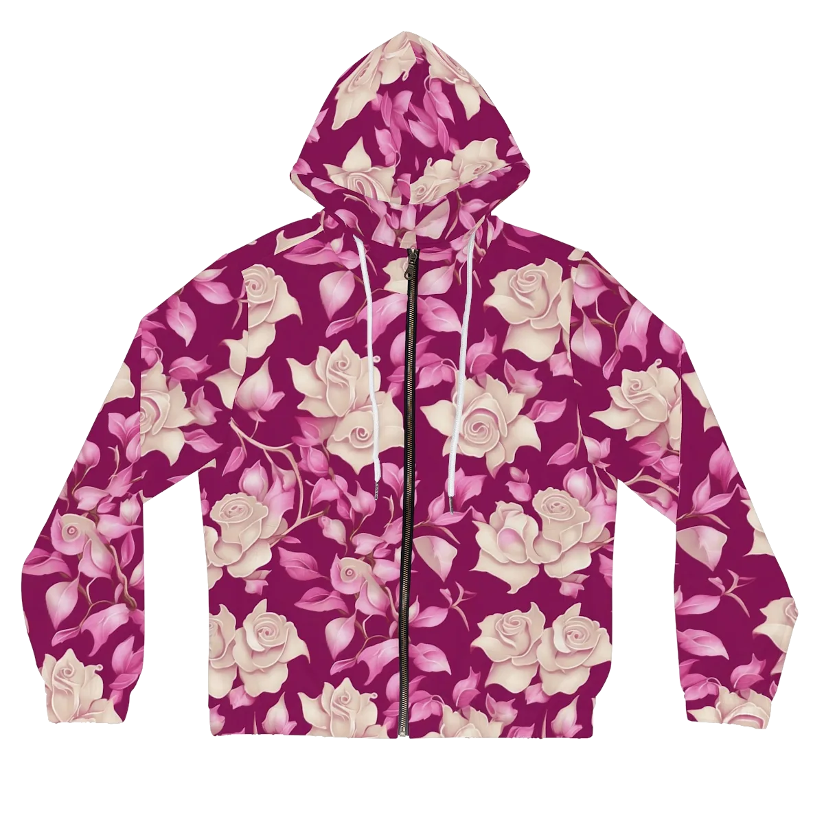 Velvet Rose Rhapsody on Women's Full-Zip Hoodie — Front