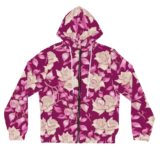 Velvet Rose Rhapsody on a Women's Full-Zip Hoodie
