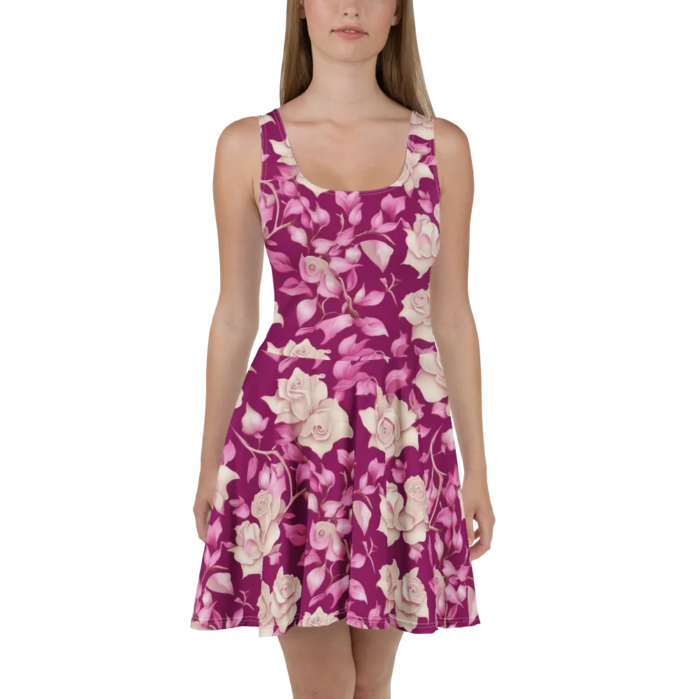 Velvet Rose Rhapsody on Skater Dress — Front