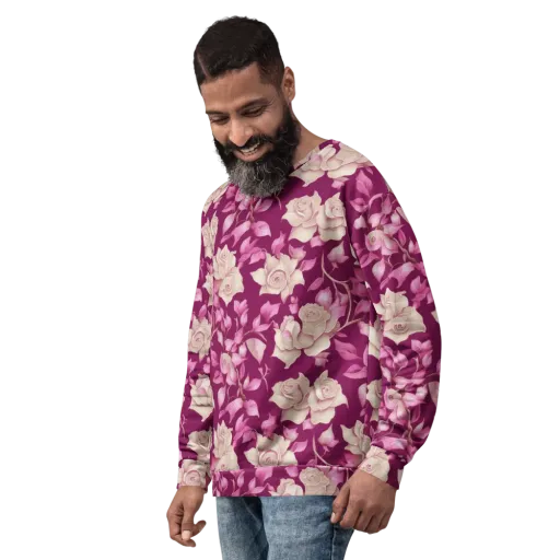 Velvet Rose Rhapsody on a Sweatshirt