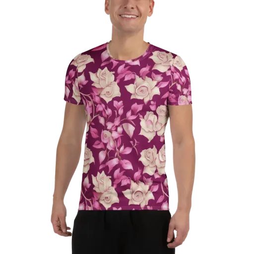 Velvet Rose Rhapsody on a Men's Athletic T-Shirt