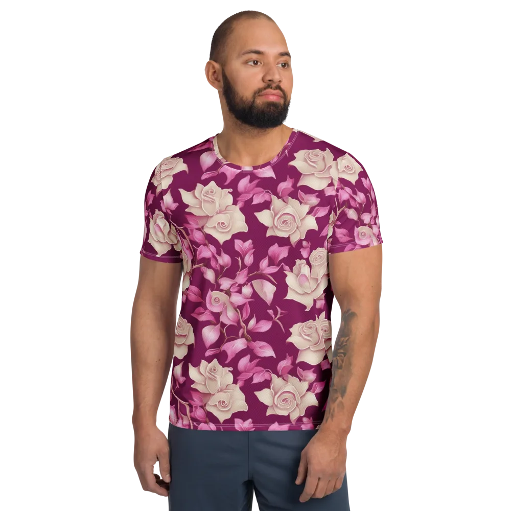 Velvet Rose Rhapsody on Men's Athletic T-Shirt — Front