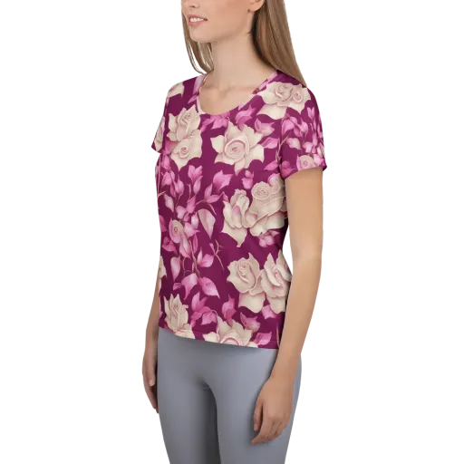 Velvet Rose Rhapsody on a Women's Athletic T-Shirt