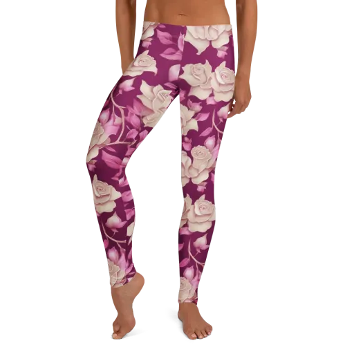 Velvet Rose Rhapsody on a Leggings