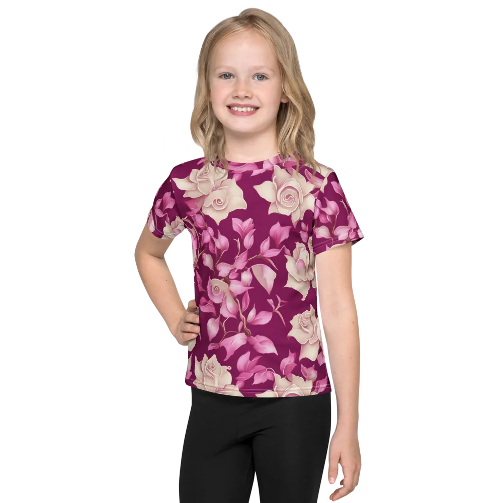 Velvet Rose Rhapsody on Kids Crew Neck T-Shirt — Front