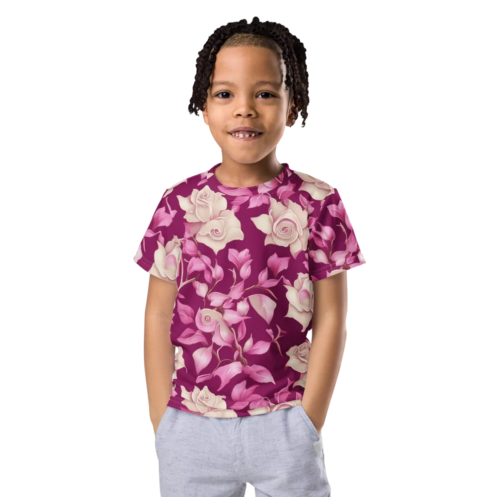 Velvet Rose Rhapsody on Kids Crew Neck T-Shirt — Front