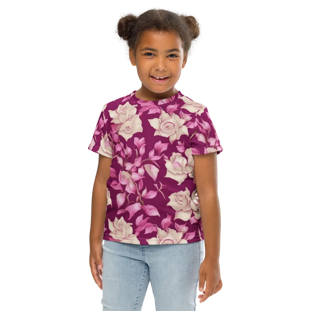 Velvet Rose Rhapsody on Kids Crew Neck T-Shirt — Front