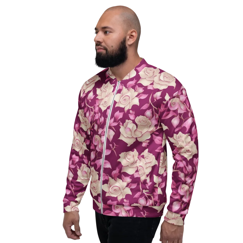 Velvet Rose Rhapsody on Bomber Jacket — Left
