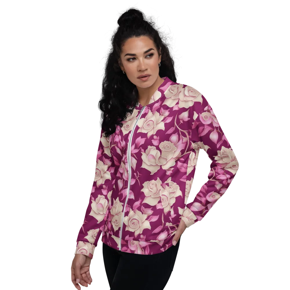 Velvet Rose Rhapsody on Bomber Jacket — Left