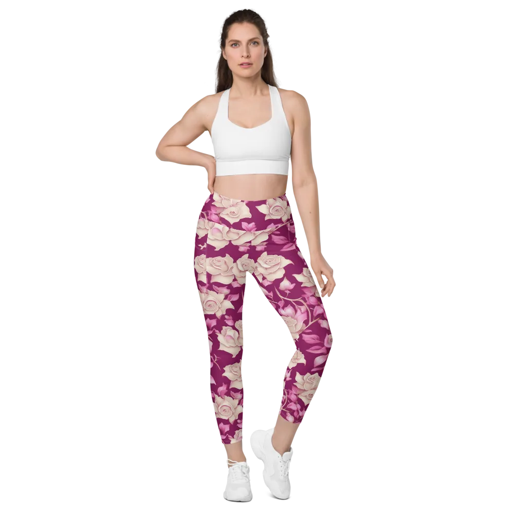 Velvet Rose Rhapsody on Leggings with Pockets — Front