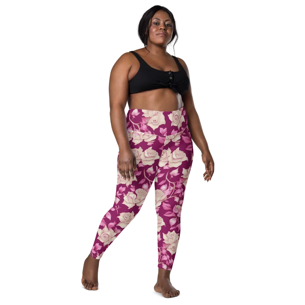 Velvet Rose Rhapsody on Leggings with Pockets — Front