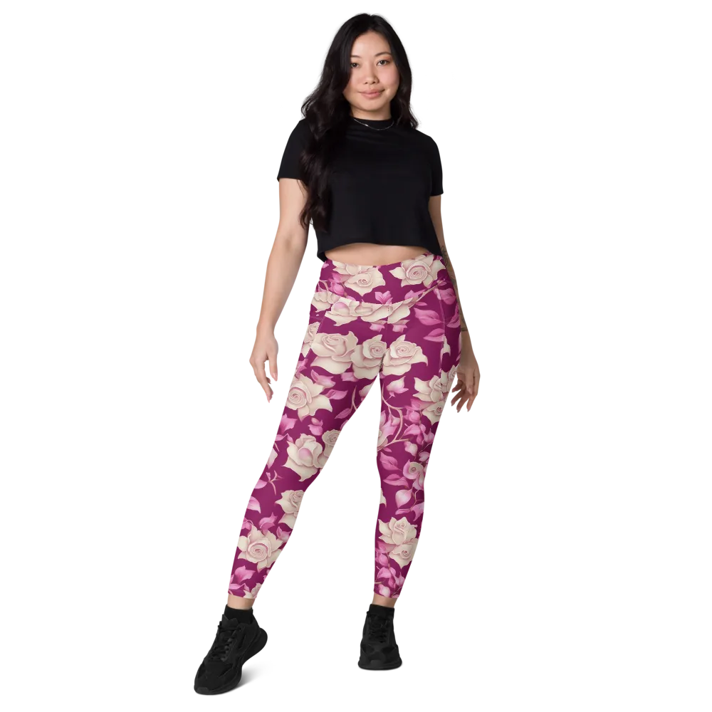 Velvet Rose Rhapsody on Leggings with Pockets — Front