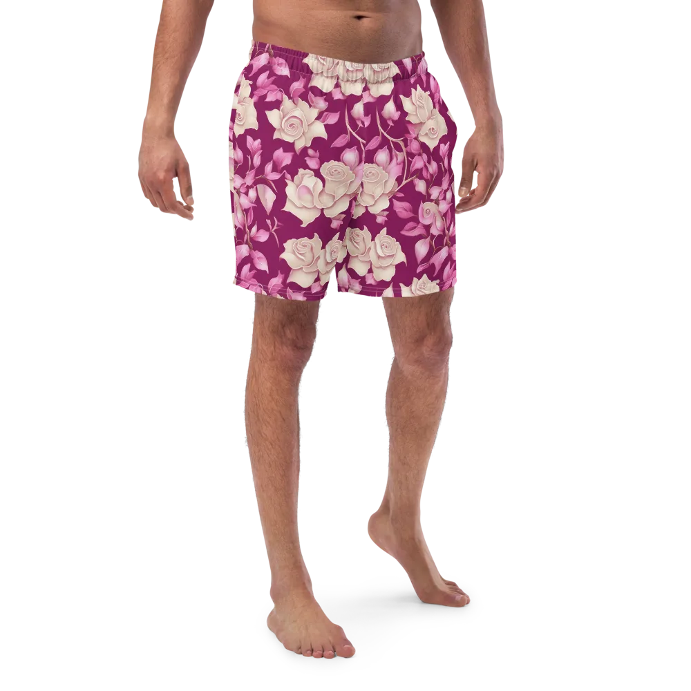 Velvet Rose Rhapsody on Swim Trunks — Front