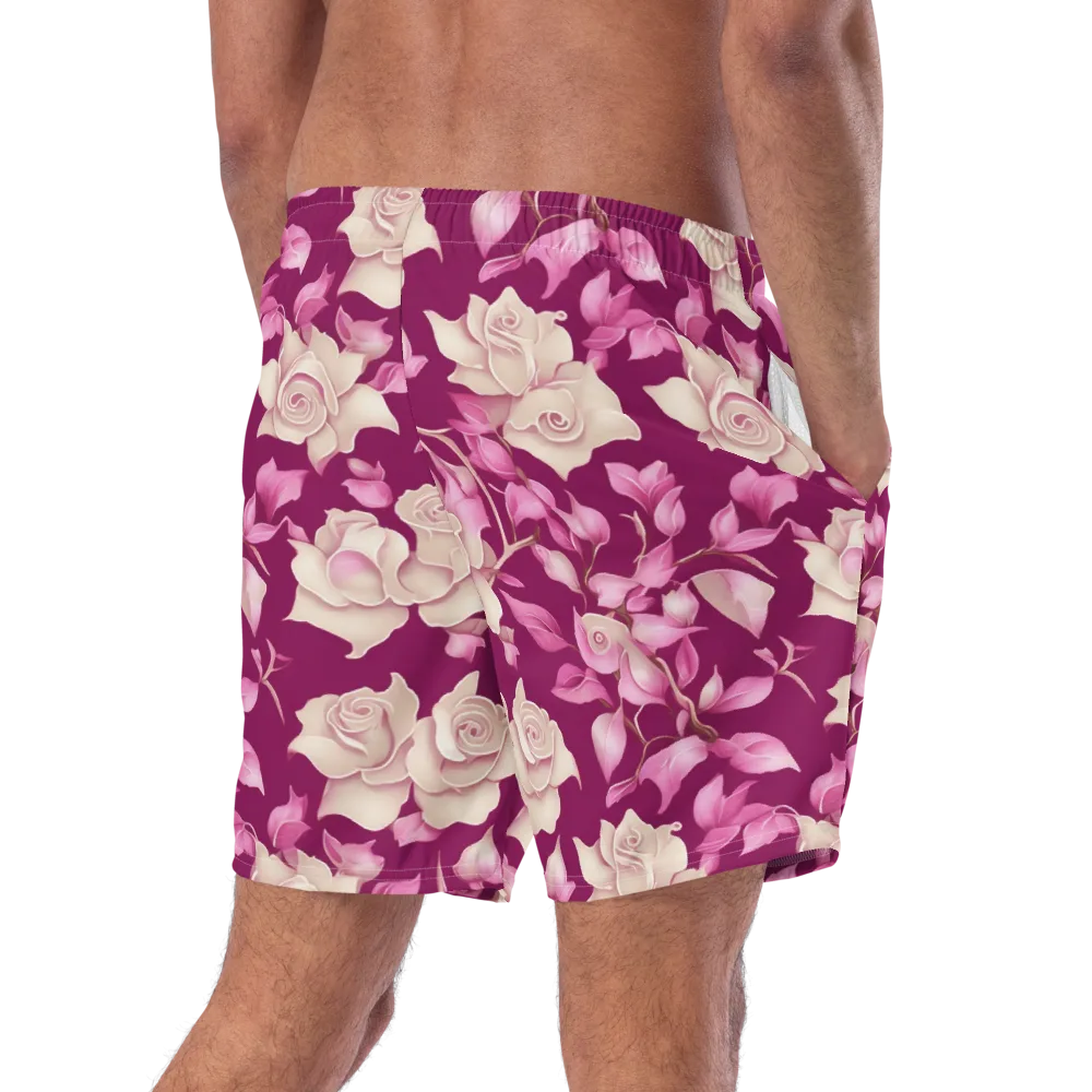 Velvet Rose Rhapsody on Swim Trunks — Right Back