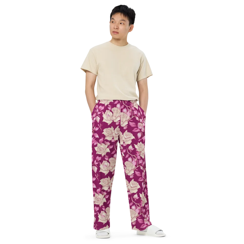 Velvet Rose Rhapsody on Wide-Leg Pants — Front