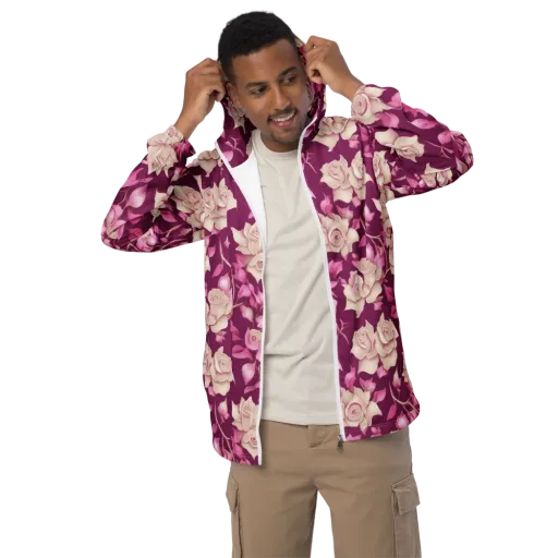 Velvet Rose Rhapsody on a Men's Windbreaker
