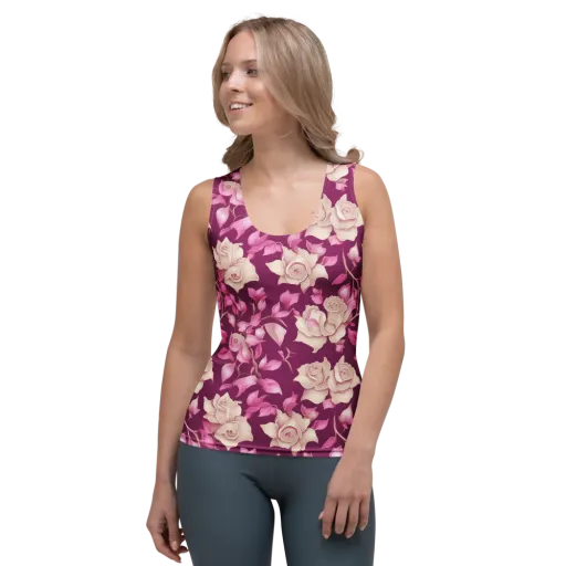 Velvet Rose Rhapsody on a Women's Tank Top