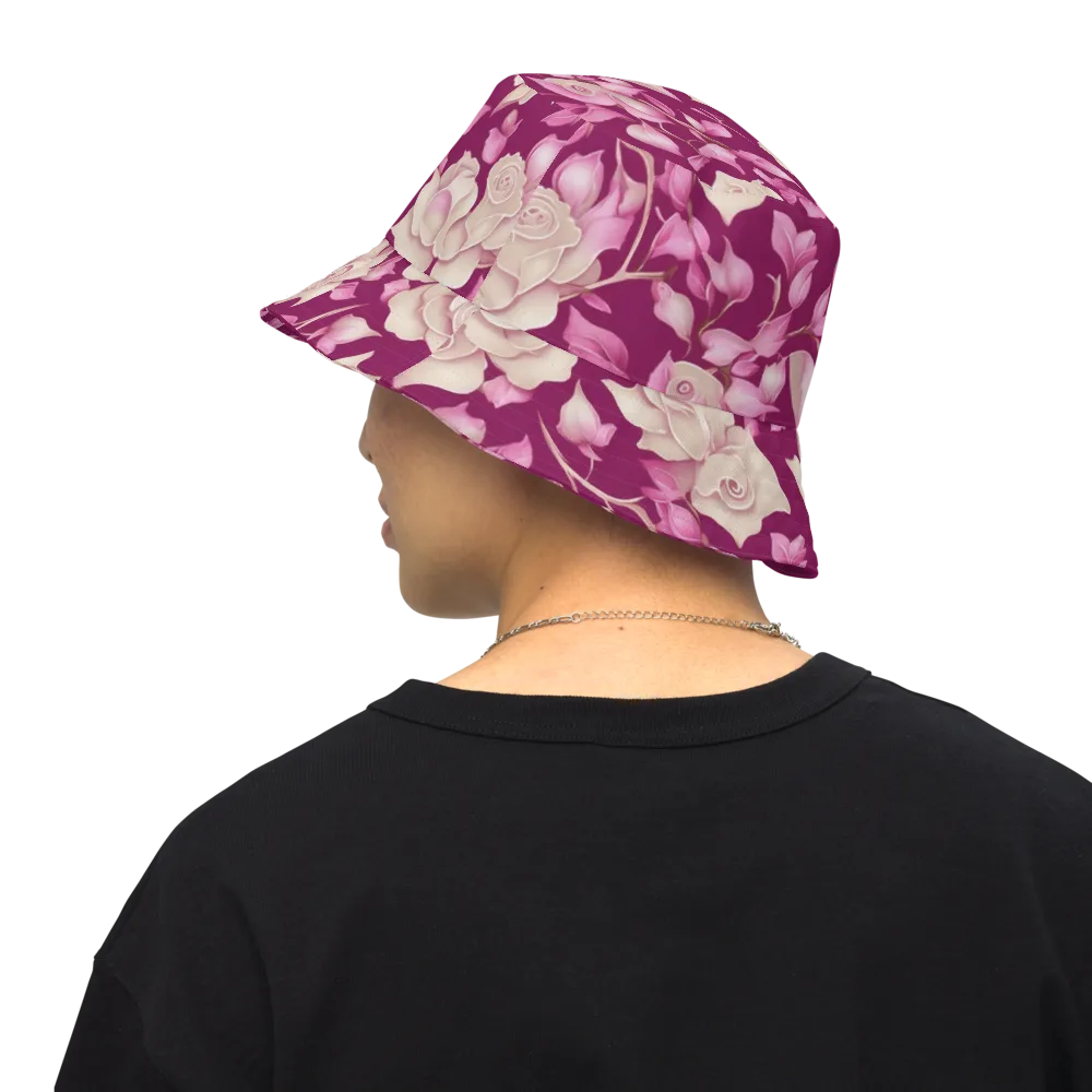 Velvet Rose Rhapsody on Reversible Bucket Hat — Back Inside