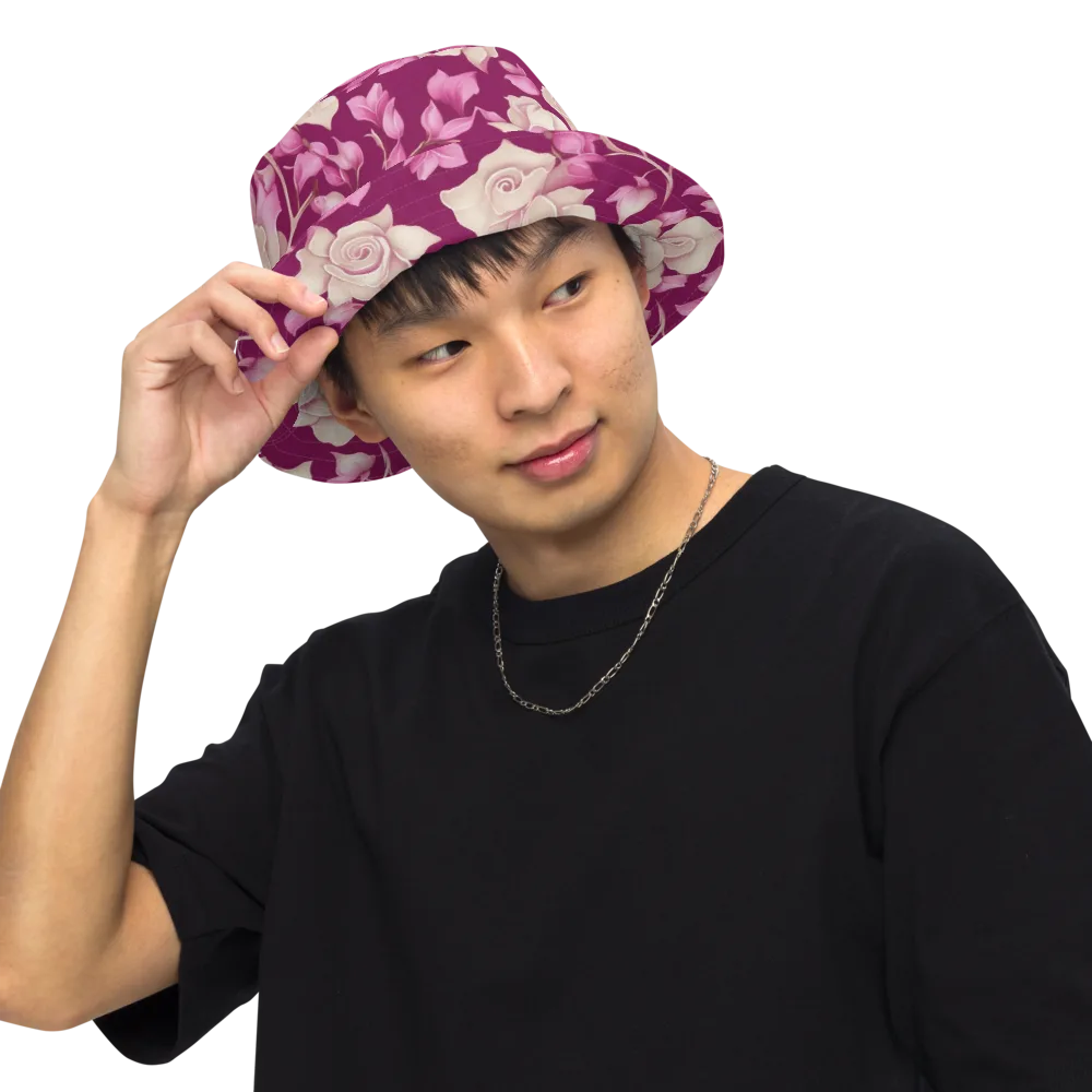 Velvet Rose Rhapsody on Reversible Bucket Hat — Front Inside