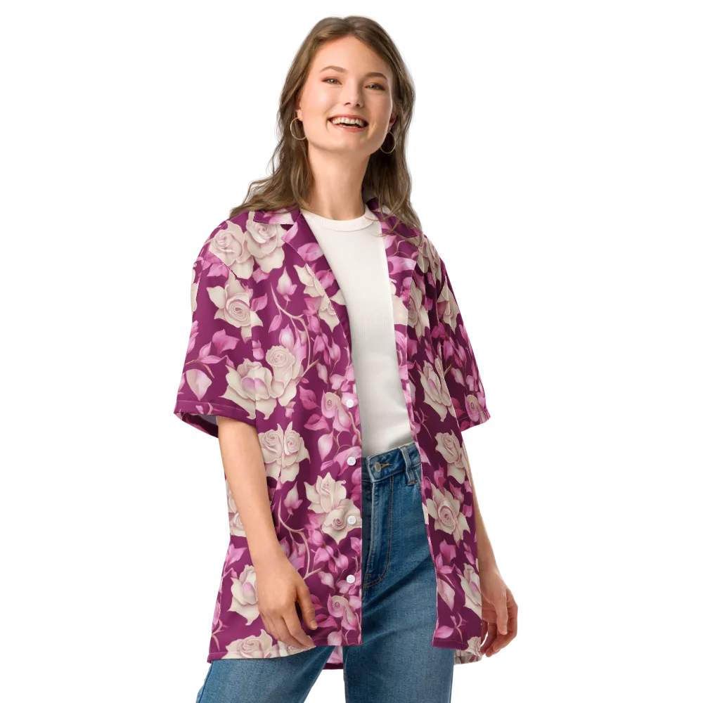 Velvet Rose Rhapsody on Button Shirt — Front