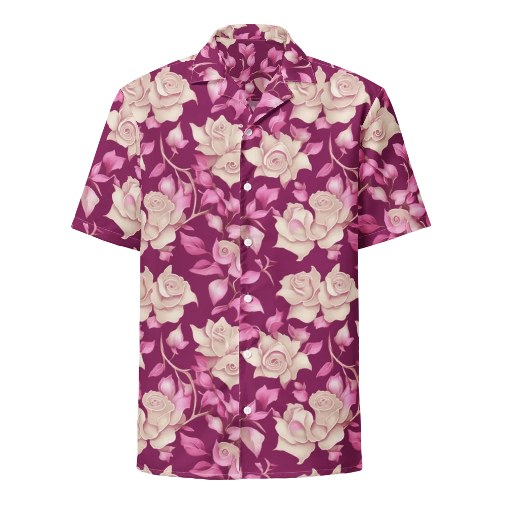 Velvet Rose Rhapsody on Button Shirt — Front