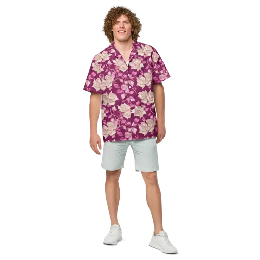 Velvet Rose Rhapsody on a Button Shirt