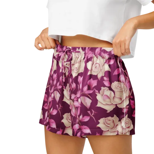 Velvet Rose Rhapsody on a Women's Pajama Shorts