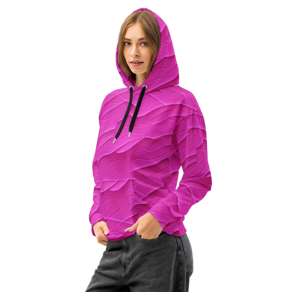 Fuchsia Flow on Cotton Hoodie — Left Front