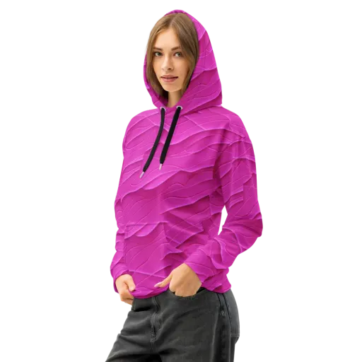 Fuchsia Flow on Cotton Hoodie