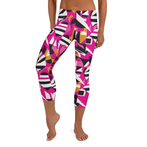 Pink Geometry on a Capri Leggings