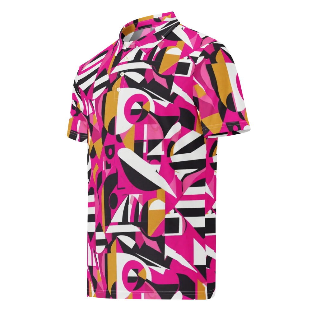 Pink Geometry on Men's Slim Fit Polo Shirt — Left Front