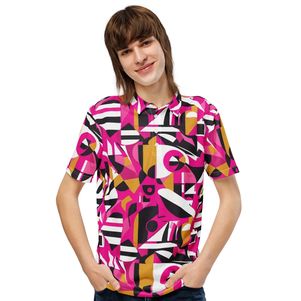 Pink Geometry on Men's Slim Fit Polo Shirt — Front