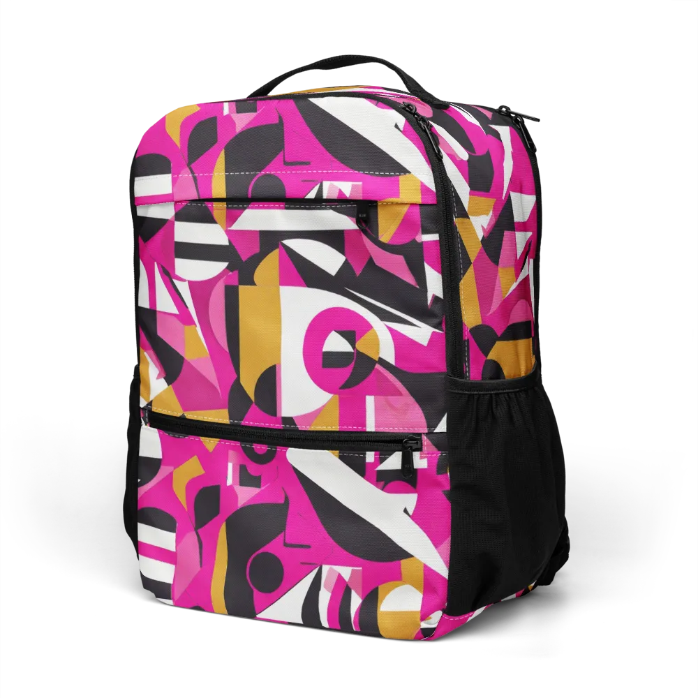 Pink Geometry on Utility Backpack — Left Front