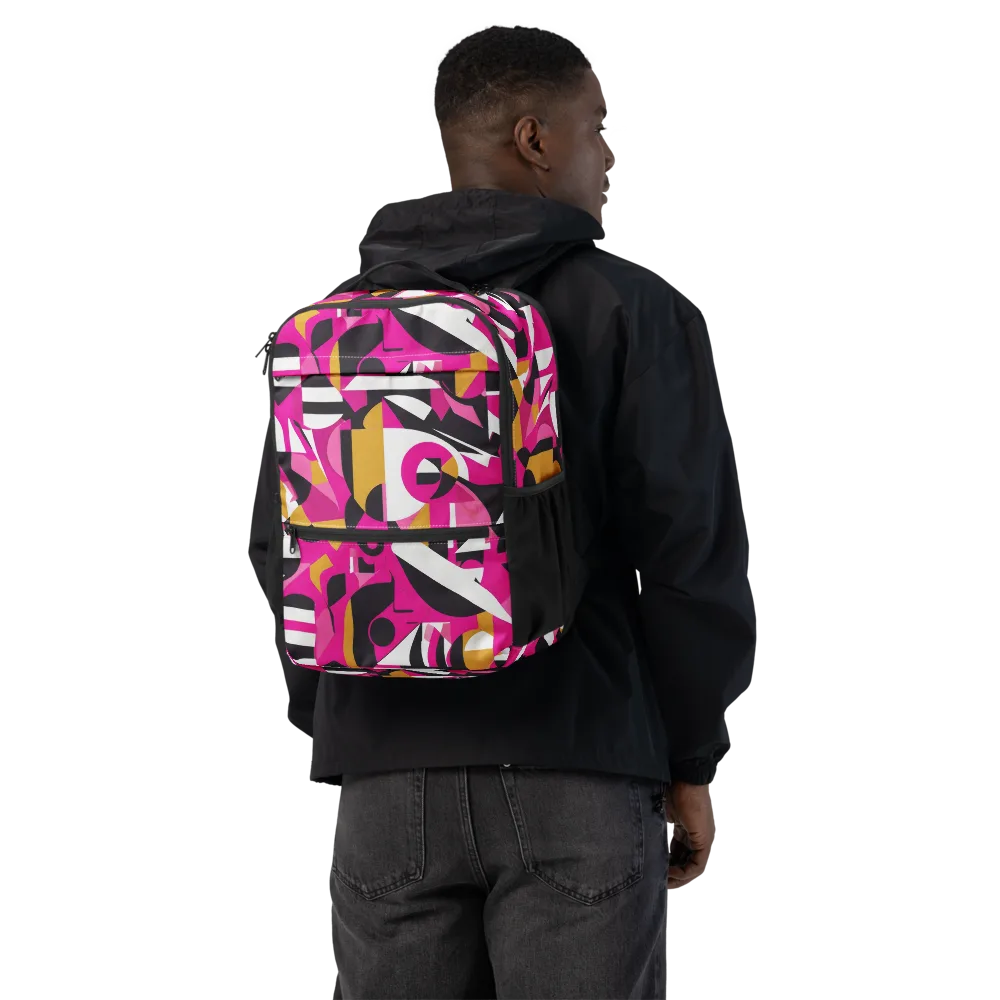 Pink Geometry on Utility Backpack — Back