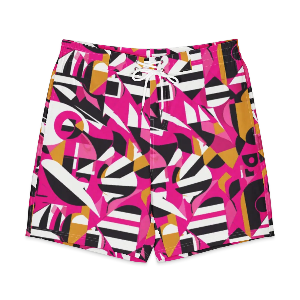 Pink Geometry on Men's Board Shorts — Front