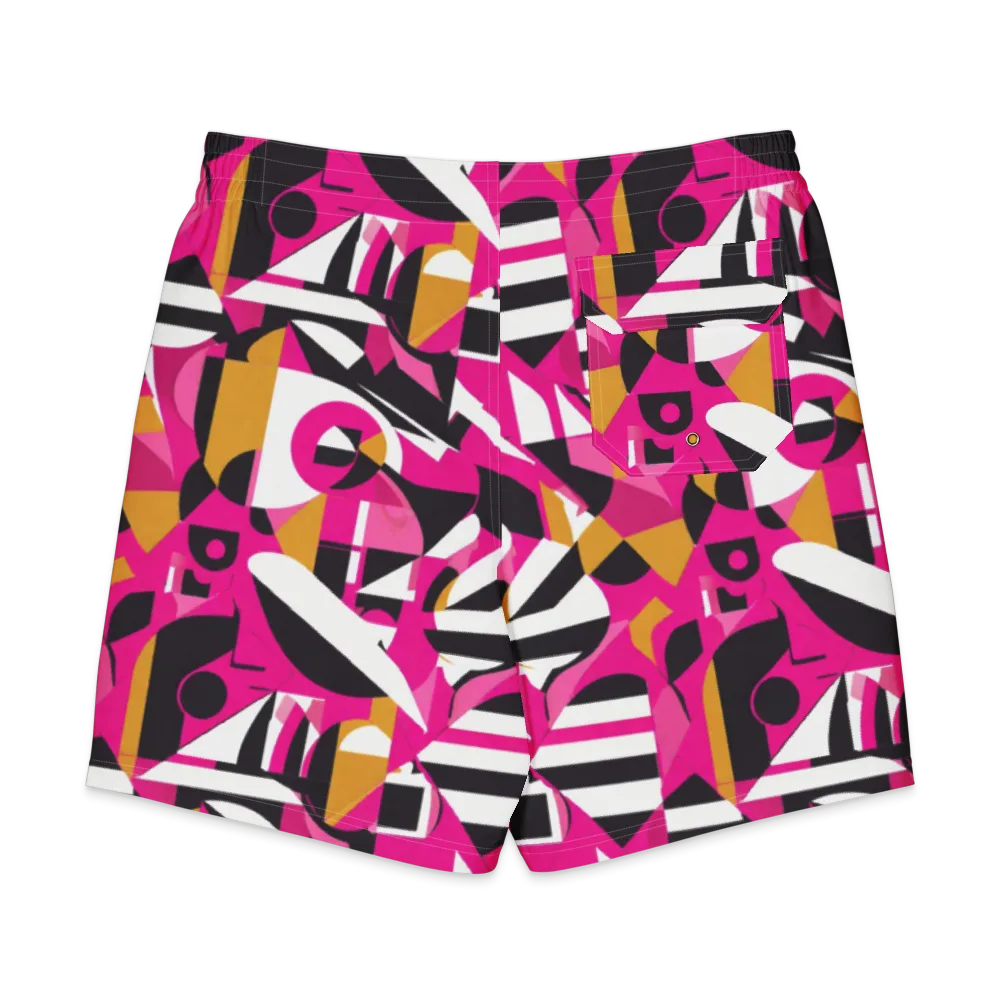 Pink Geometry on Men's Board Shorts — Back