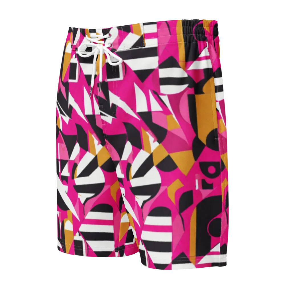 Pink Geometry on Men's Board Shorts — Front