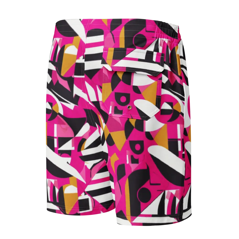Pink Geometry on Men's Board Shorts — Back