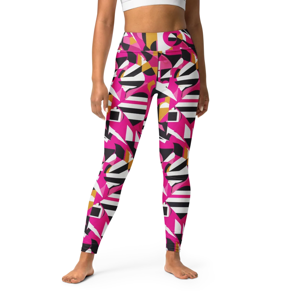 Pink Geometry on Yoga Leggings — Front