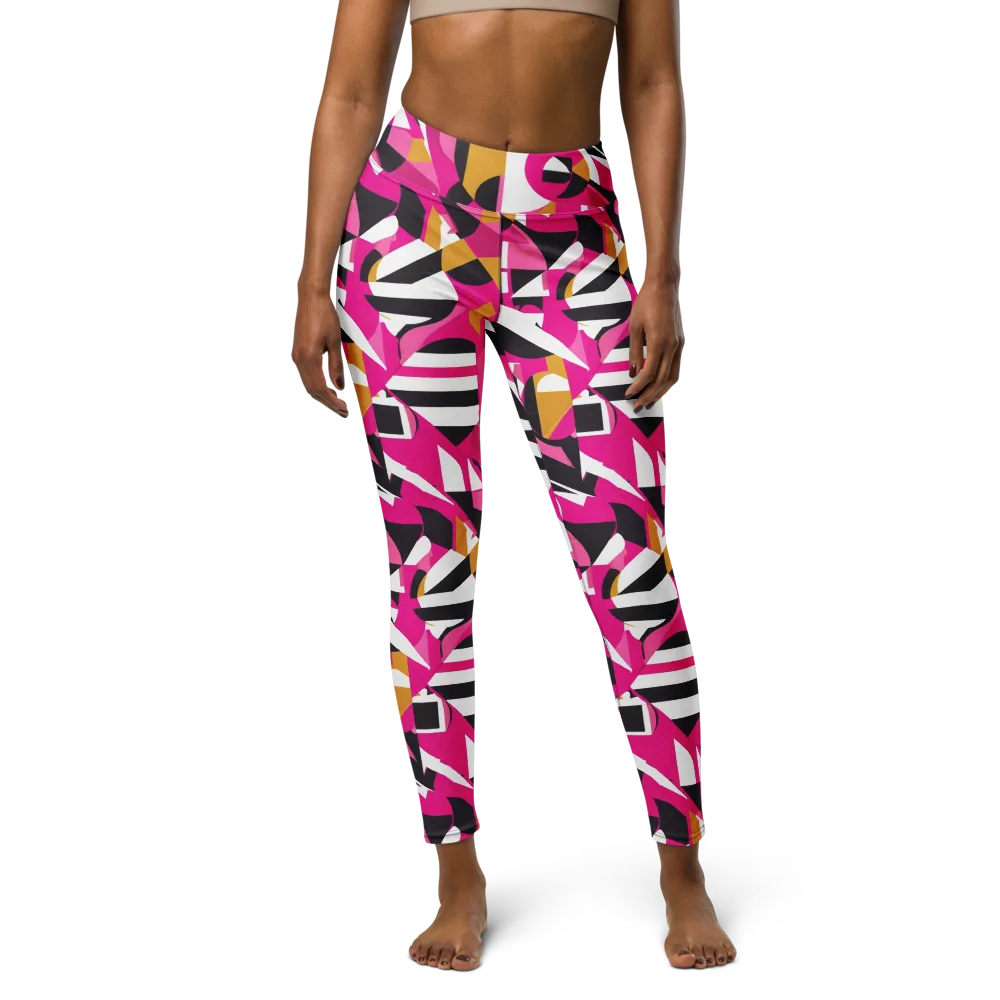 Pink Geometry on Yoga Leggings — Front