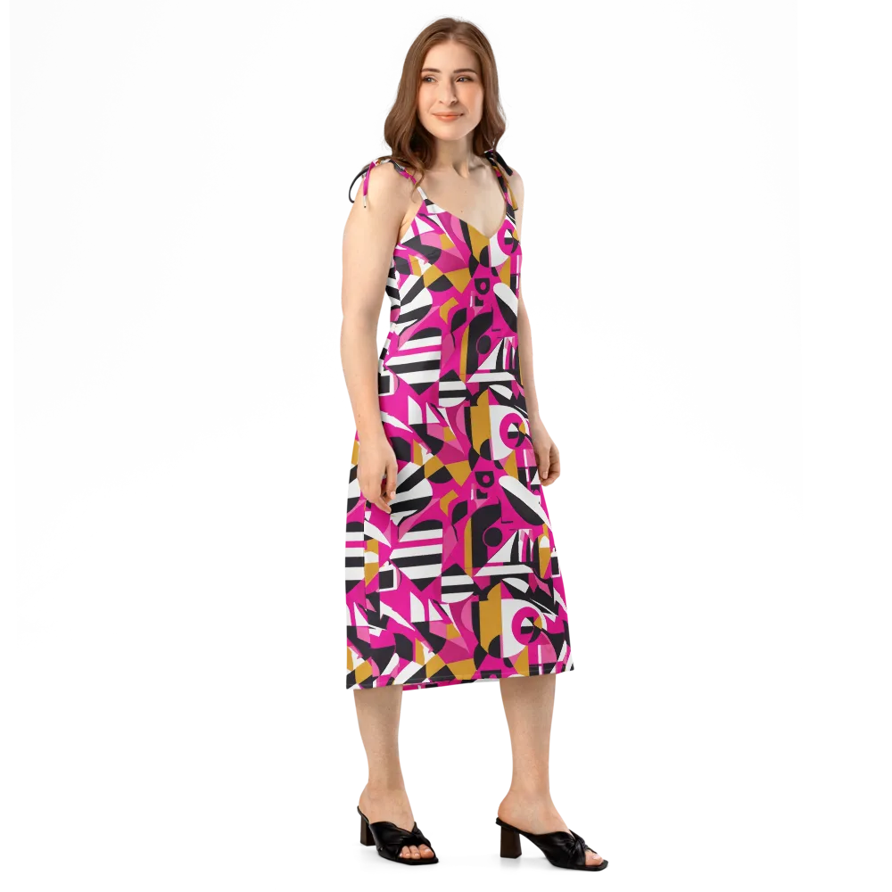 Pink Geometry on Slip Dress — Right Front