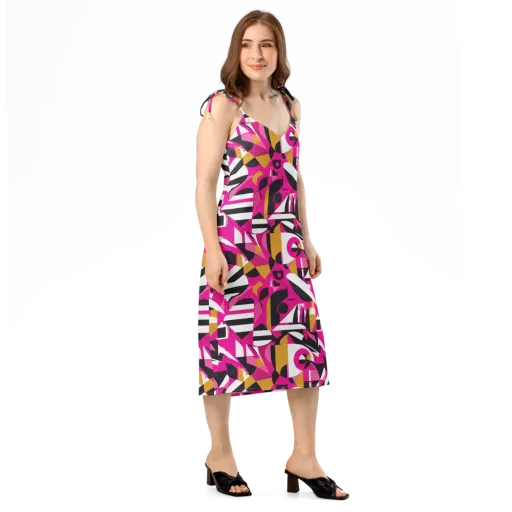 Pink Geometry on a Slip Dress