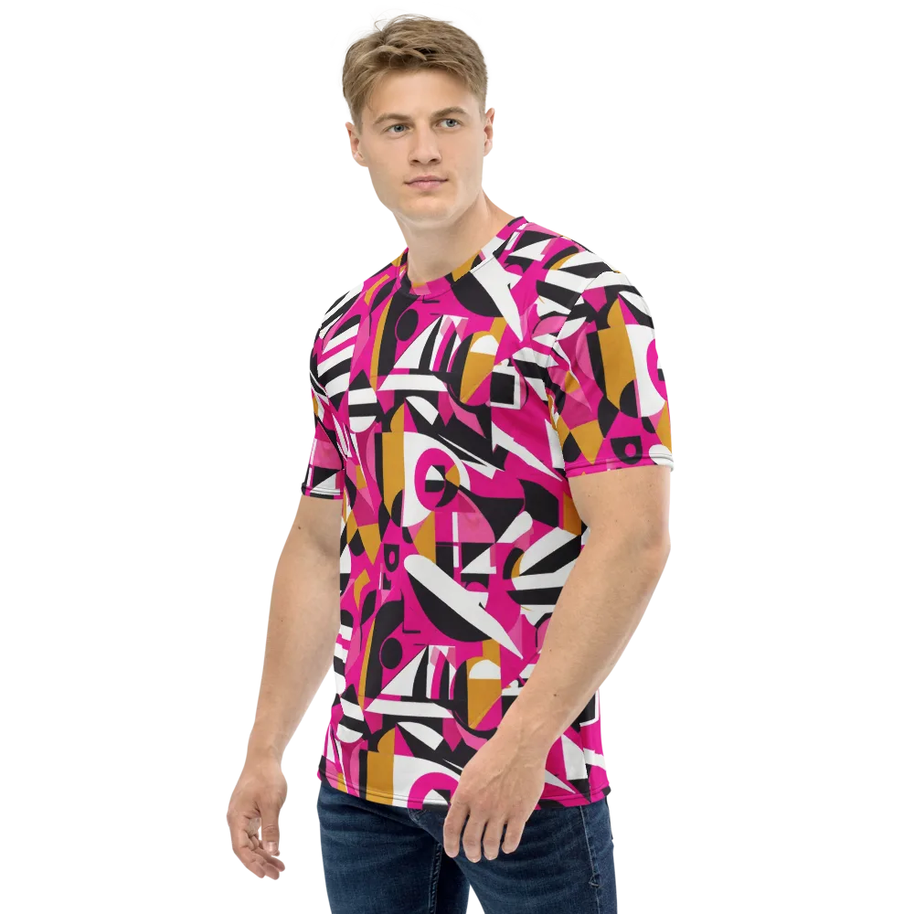 Pink Geometry on Men's Crew Neck T-Shirt — Left