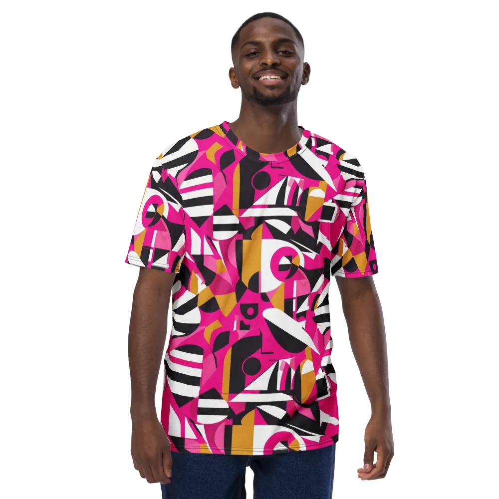 Pink Geometry on Men's Crew Neck T-Shirt — Front
