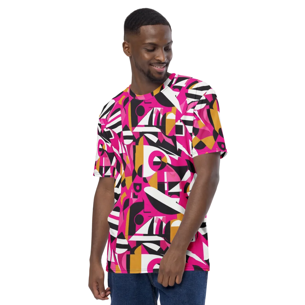 Pink Geometry on Men's Crew Neck T-Shirt — Left
