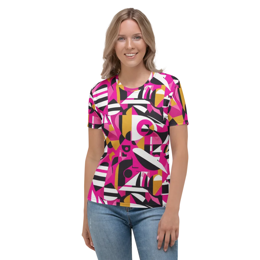 Pink Geometry on Women's Crew Neck T-Shirt — Front