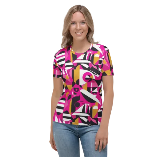 Pink Geometry on a Women's Crew Neck T-Shirt