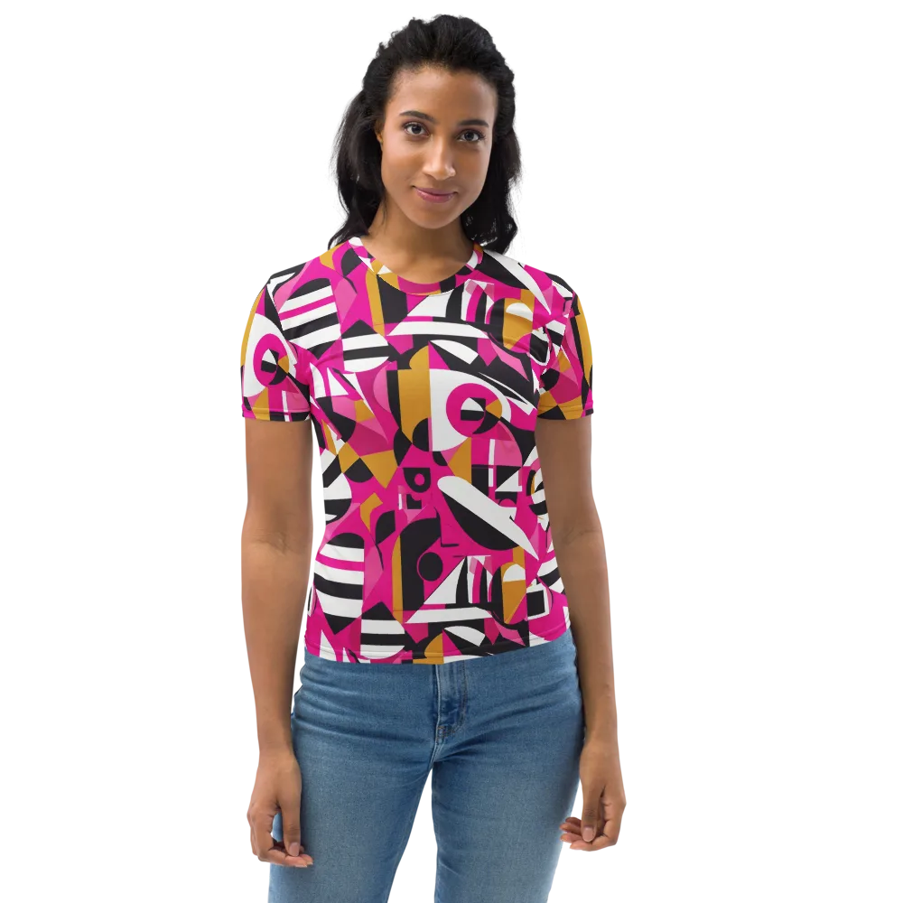 Pink Geometry on Women's Crew Neck T-Shirt — Front